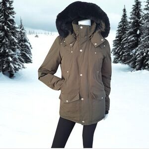 Moose Knuckles Canada down filled  winter coat waterfowl feathers fur blue fox